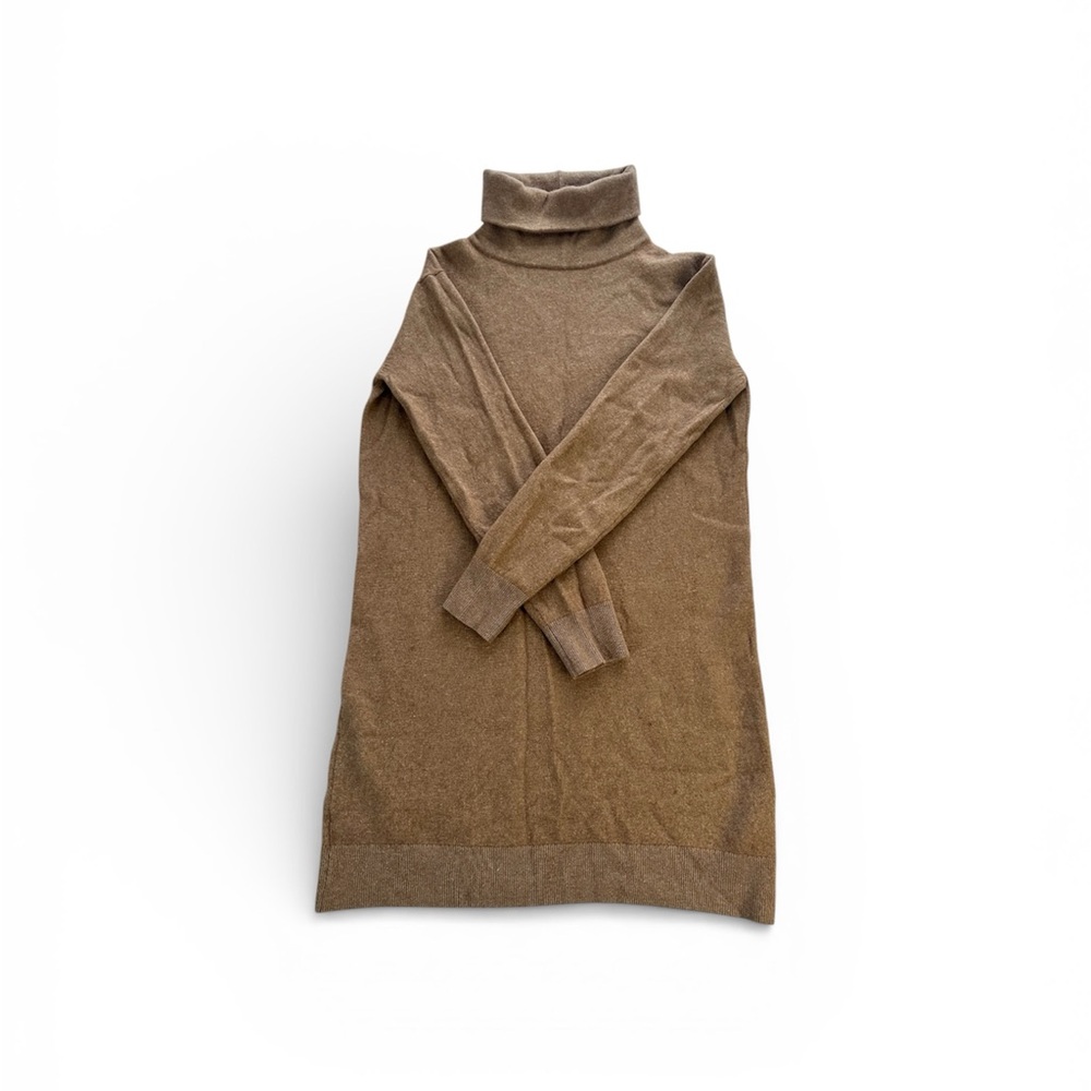 Babaton by Aritzia Wool Linen Turtleneck Sweater Dress Brown Size M